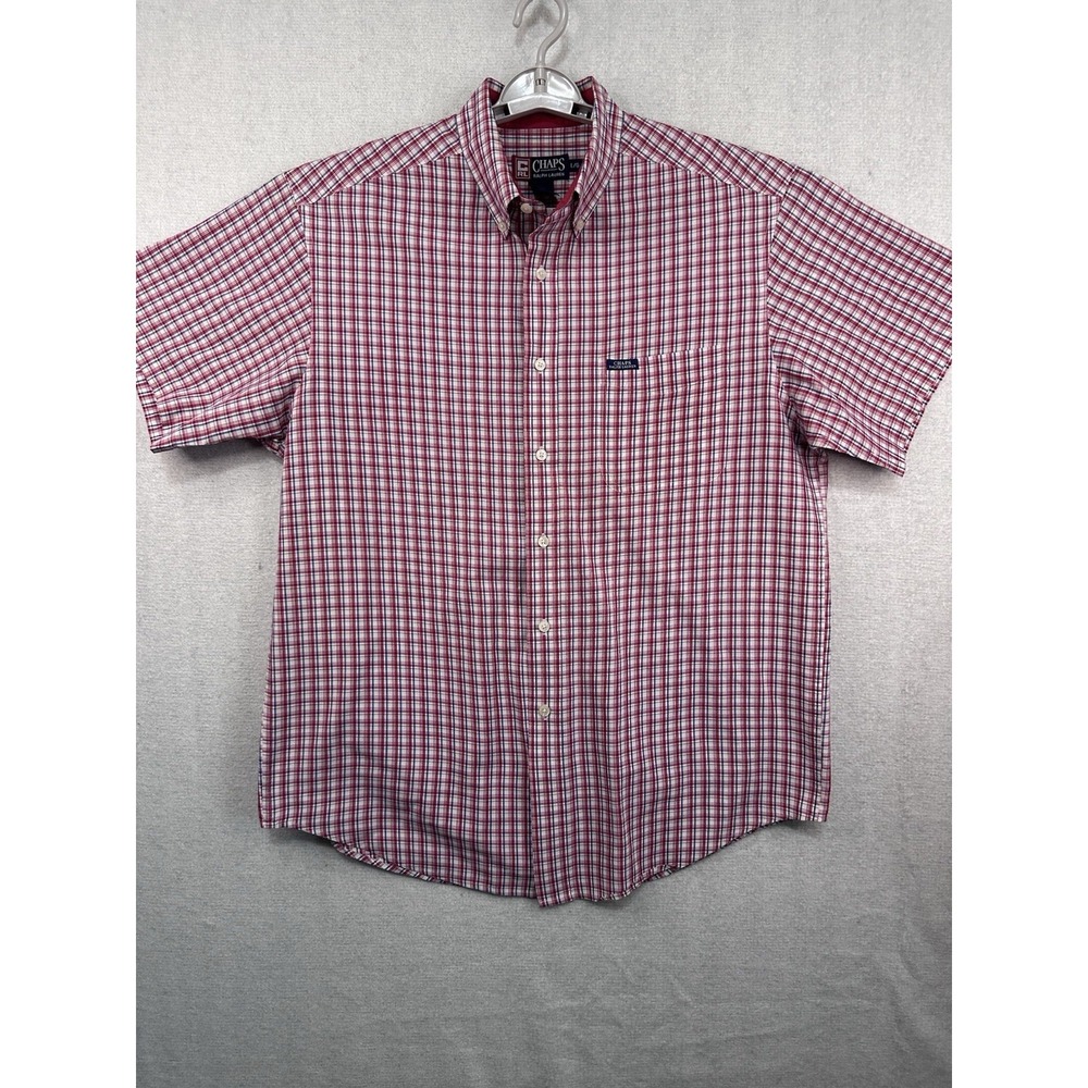 Chaps Ralph Lauren Mens Large Shirt Multicolor Plaid Short Sleeve Button-Down